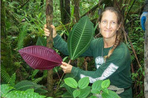 Ann with Miconia leaf